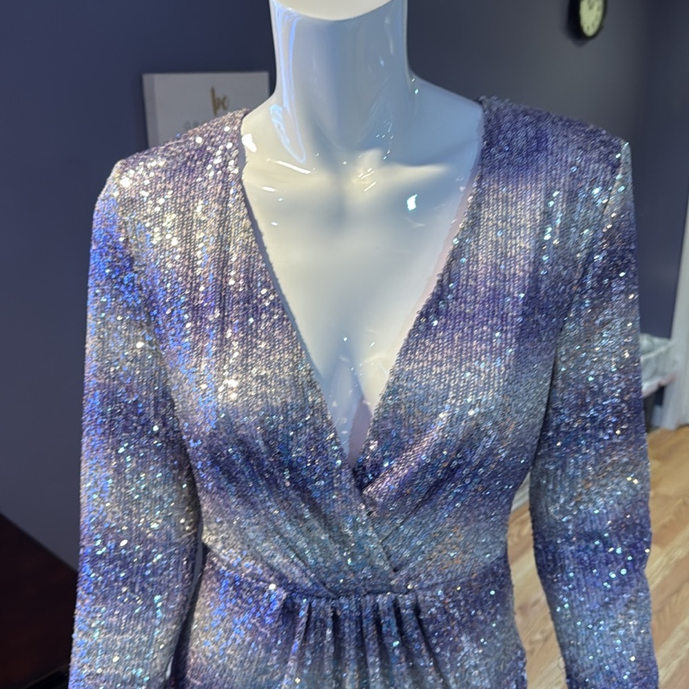 🛍️🛍️Purple and silver sequenced dress size 6 - Picture 2 of 10